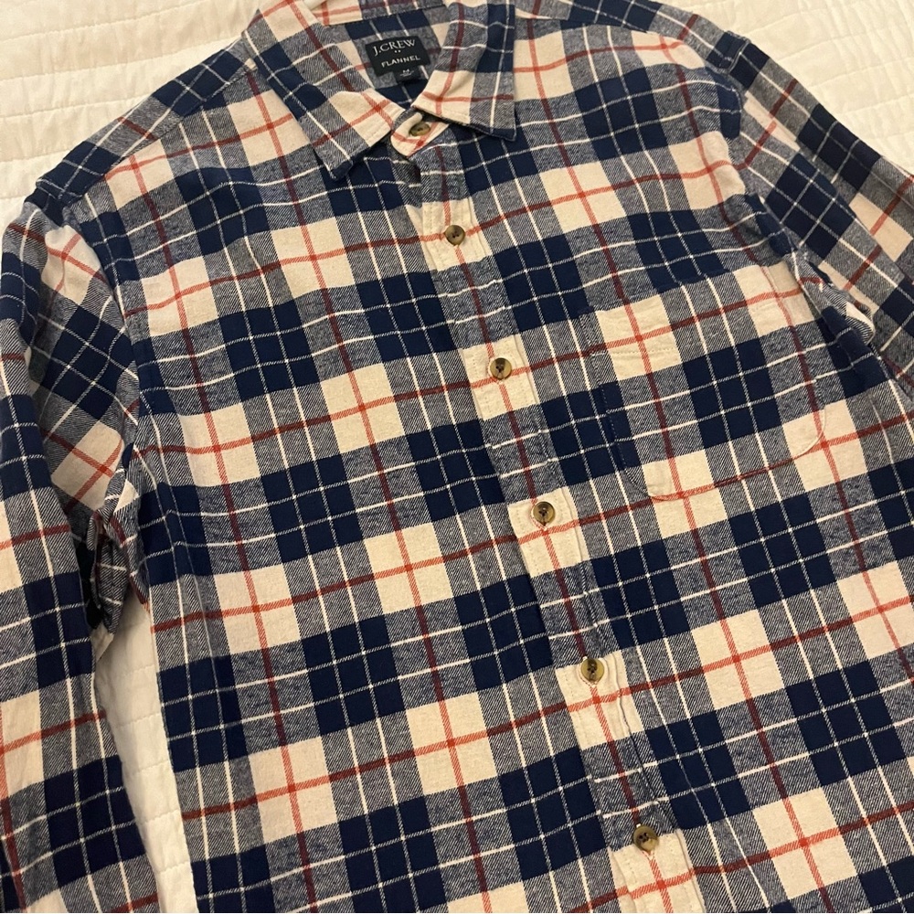 J.Crew Men's Blue Plaid Flannel Shirt - Picture 3 of 5